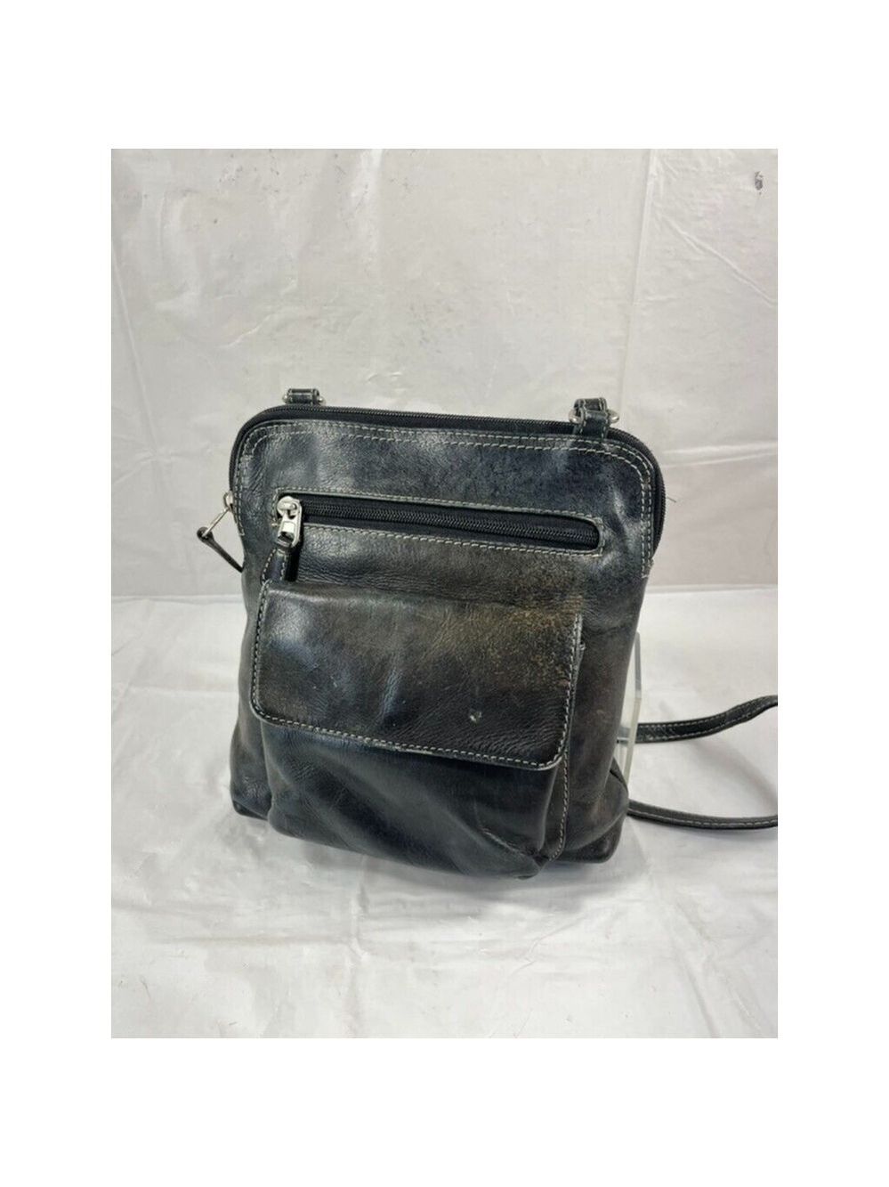 North Style Black Leather Crossbody Medium